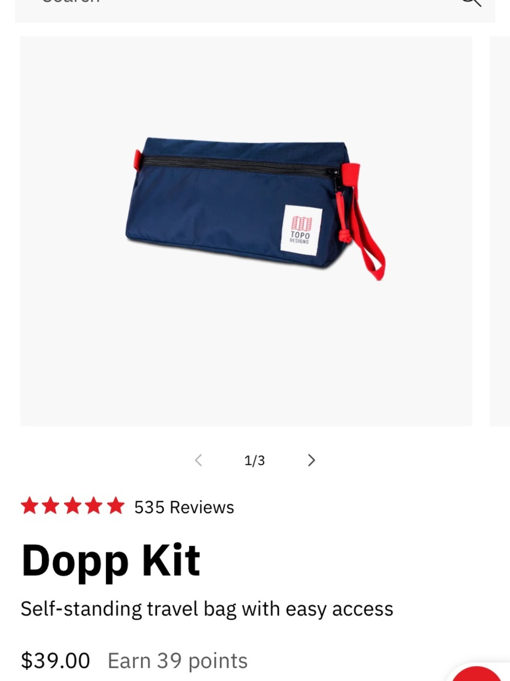 Topo Designs Navy Toiletry Pouch with Red Accents